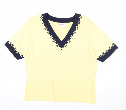 Womens UK Size M Roman Yellow Basic T-Shirt