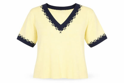Womens UK Size M Roman Yellow Basic T-Shirt