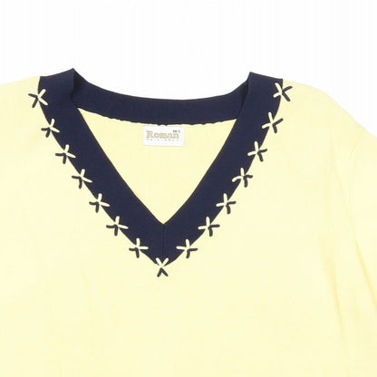 Womens UK Size M Roman Yellow Basic T-Shirt