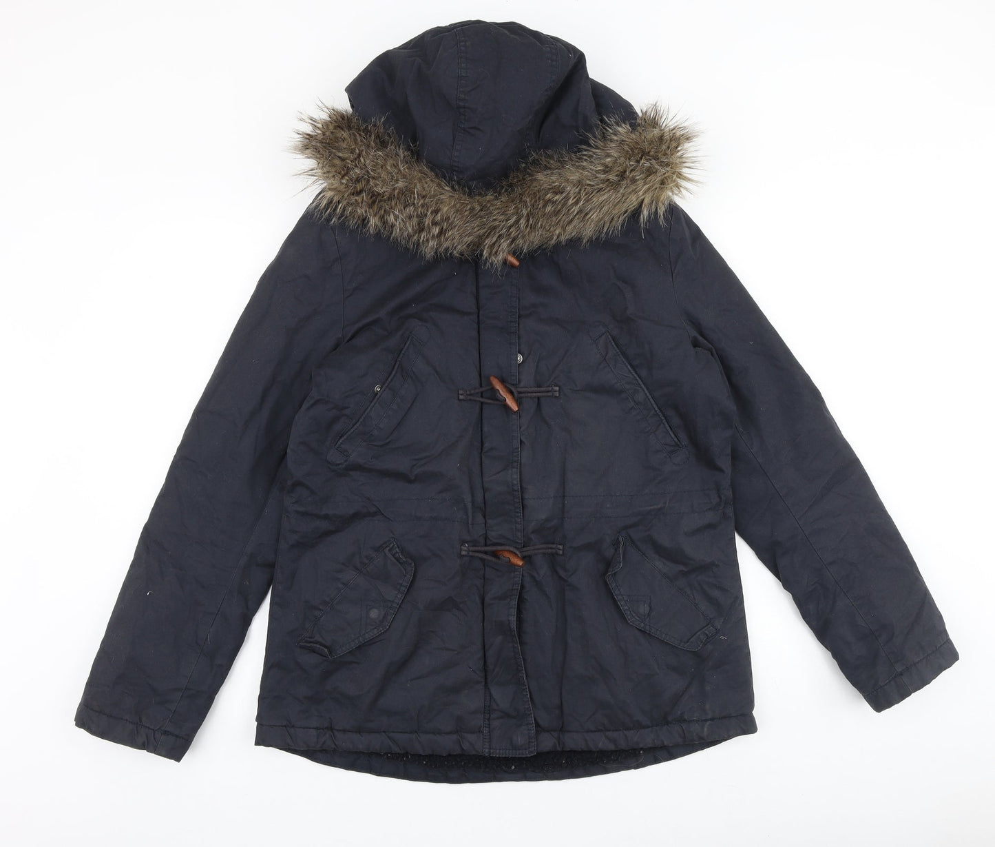 Womens UK Size 12 H&M Blue Parka Coat