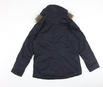 Womens UK Size 12 H&M Blue Parka Coat