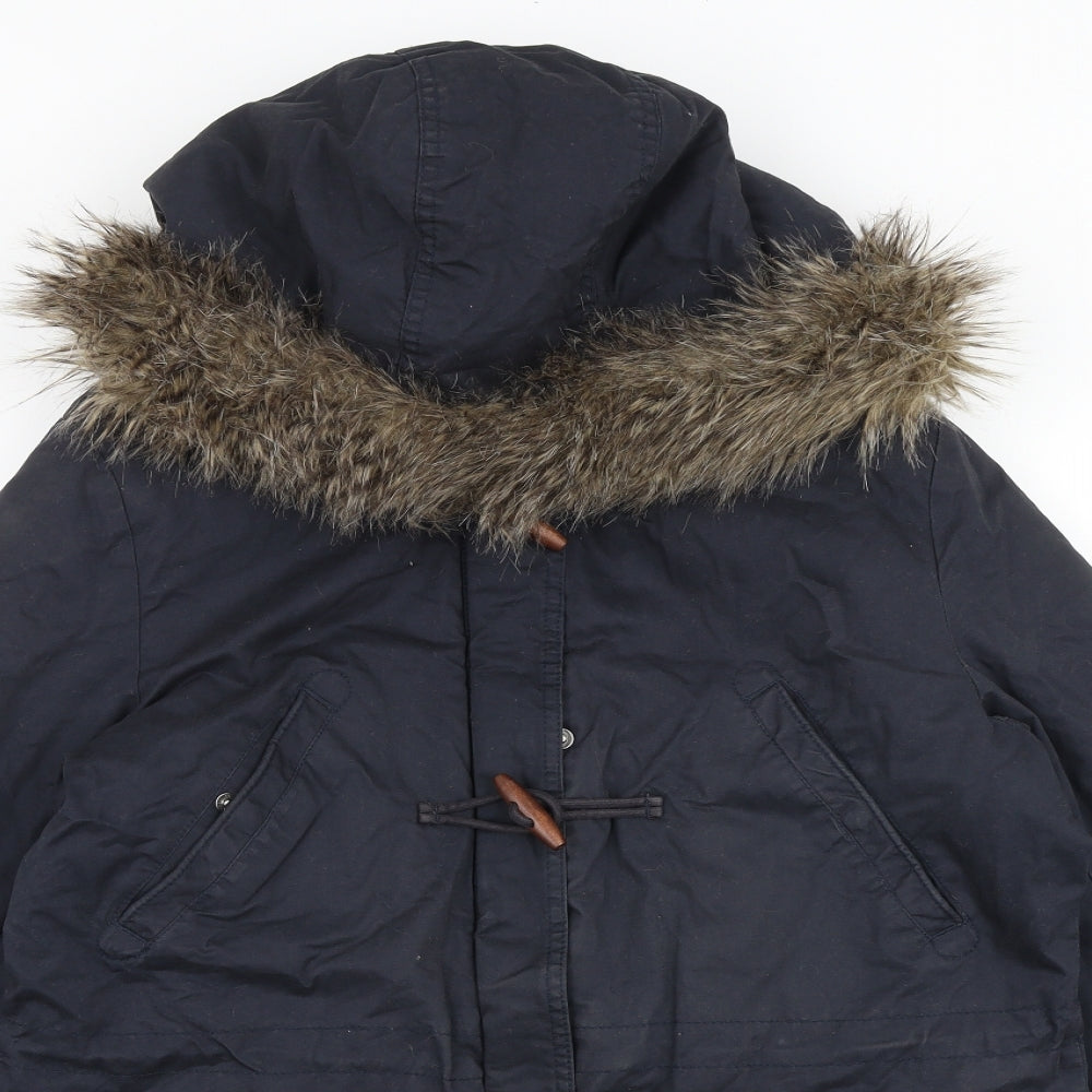 Womens UK Size 12 H&M Blue Parka Coat