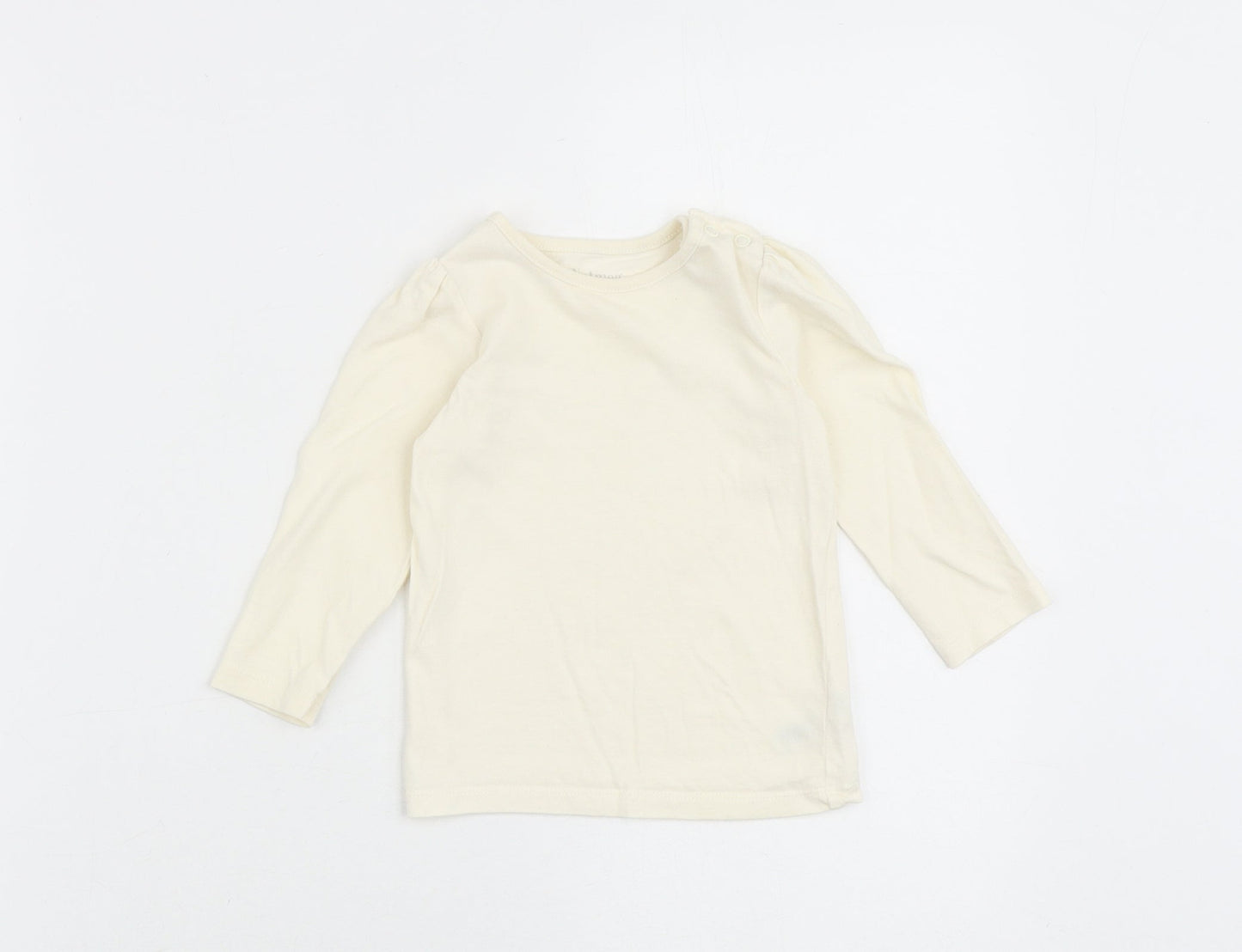 Nutmeg Baby Ivory Cotton Basic T-Shirt Size 9-12 Months Round Neck Snap