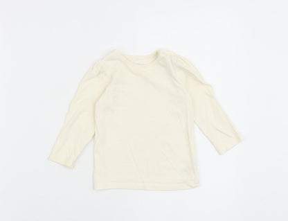 Nutmeg Baby Ivory Cotton Basic T-Shirt Size 9-12 Months Round Neck Snap