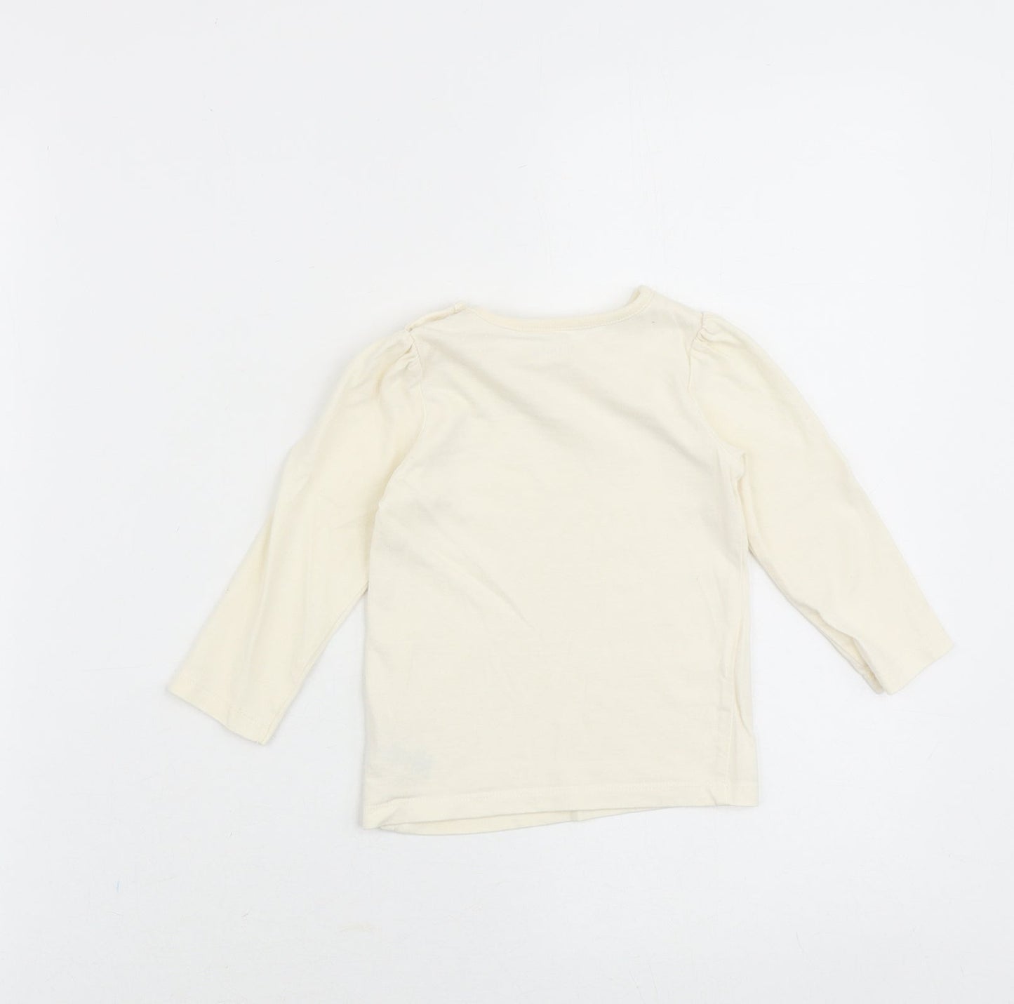 Nutmeg Baby Ivory Cotton Basic T-Shirt Size 9-12 Months Round Neck Snap