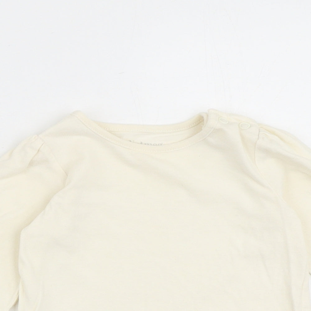 Nutmeg Baby Ivory Cotton Basic T-Shirt Size 9-12 Months Round Neck Snap