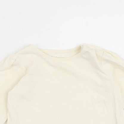 Nutmeg Baby Ivory Cotton Basic T-Shirt Size 9-12 Months Round Neck Snap