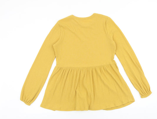 Womens UK Size 8 New Look Yellow Basic Blouse