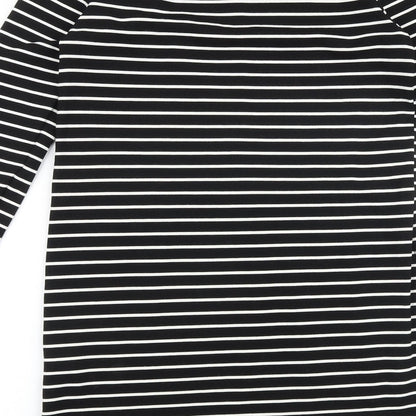Debenhams Womens Black Striped Viscose A-Line Size 10 Round Neck Pullover