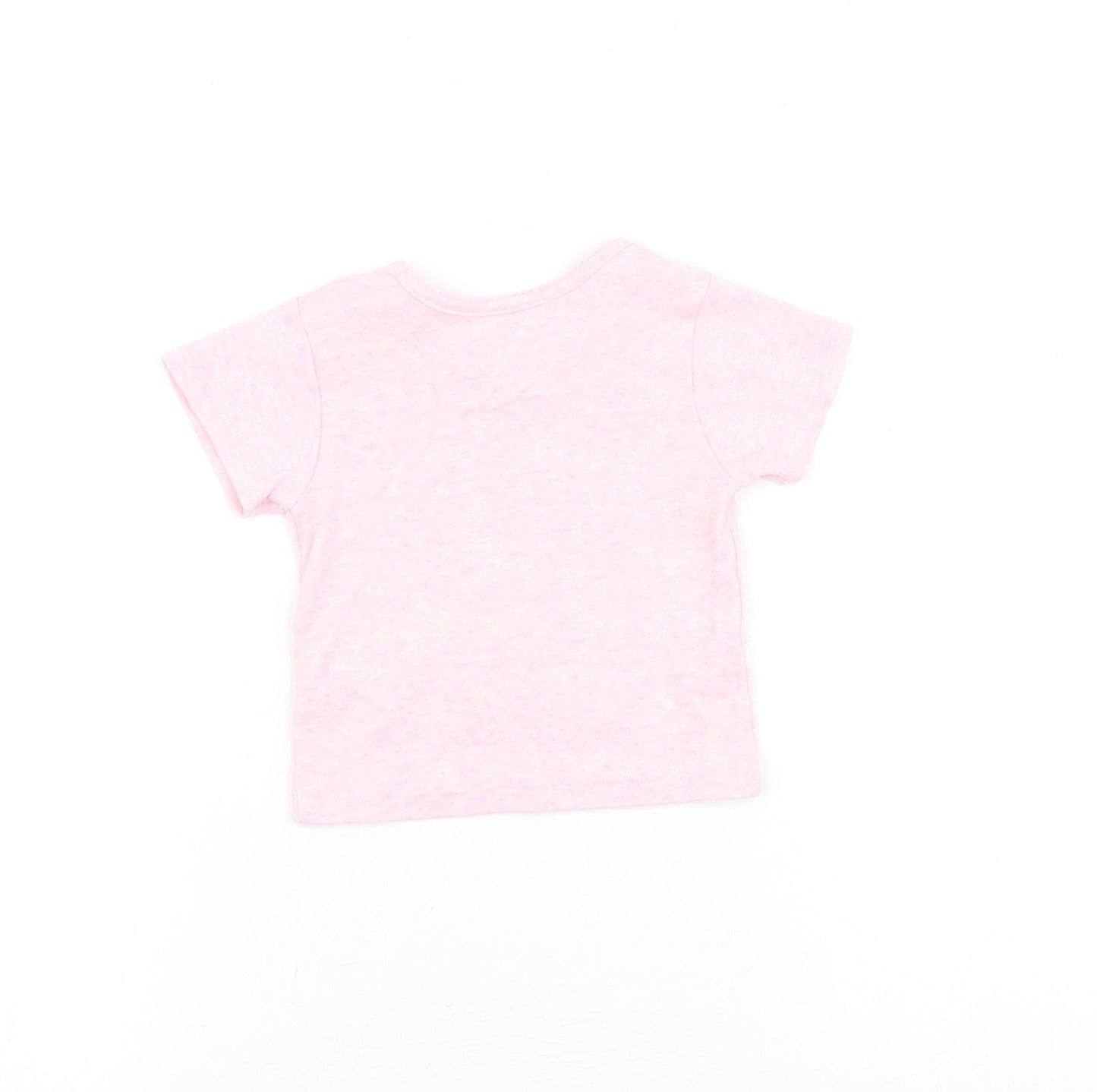 Primark Baby Pink Cotton Basic T-Shirt Size 6-9 Months Round Neck Pullover - Born to Stand Out Flamingo