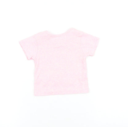 Primark Baby Pink Cotton Basic T-Shirt Size 6-9 Months Round Neck Pullover - Born to Stand Out Flamingo