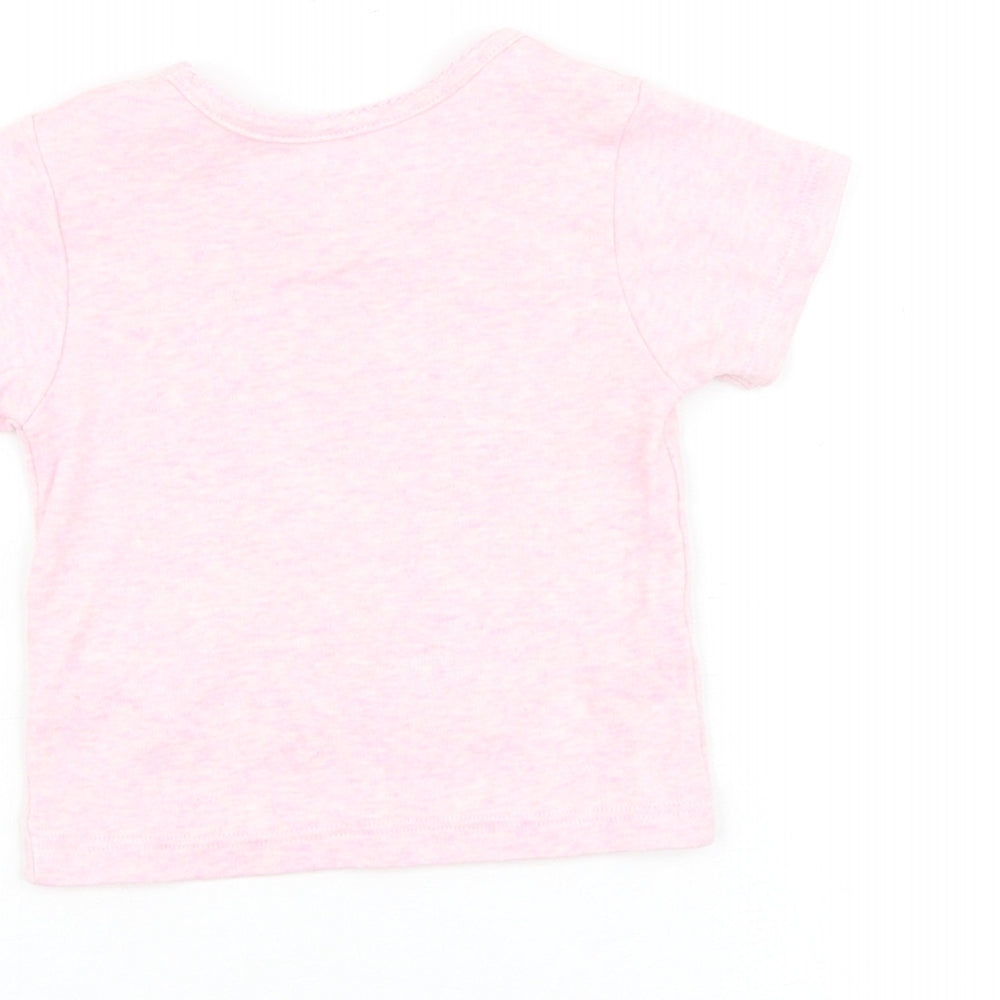 Primark Baby Pink Cotton Basic T-Shirt Size 6-9 Months Round Neck Pullover - Born to Stand Out Flamingo