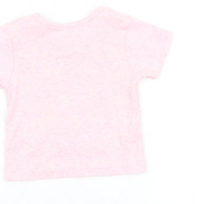 Primark Baby Pink Cotton Basic T-Shirt Size 6-9 Months Round Neck Pullover - Born to Stand Out Flamingo