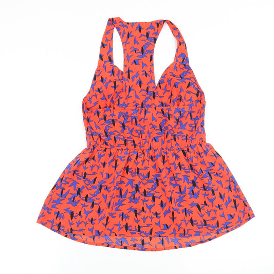 George Womens Orange Geometric Polyester Basic Tank Size 6 V-Neck