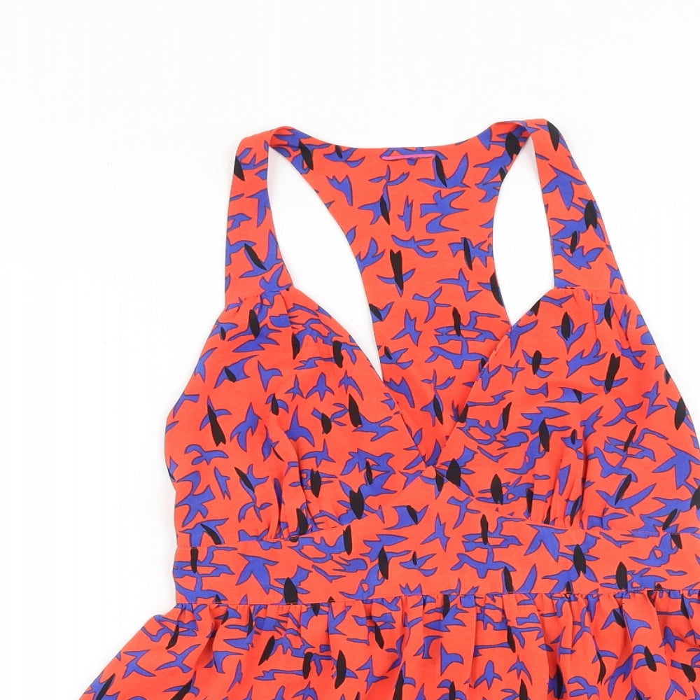 George Womens Orange Geometric Polyester Basic Tank Size 6 V-Neck