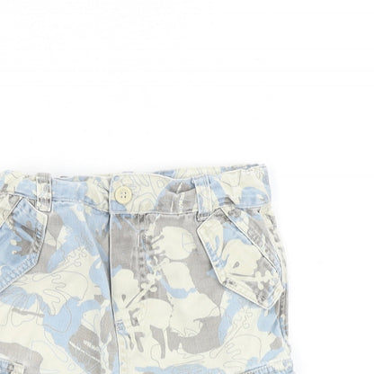 Preworn Baby Grey Geometric 100% Cotton Cargo Trousers Size 18-24 Months Button