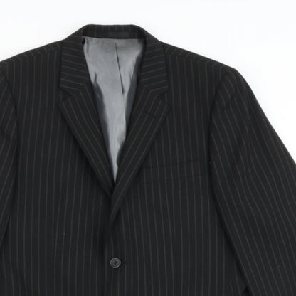 Avenue Mens Black Striped Viscose Jacket Blazer Size 38 Regular