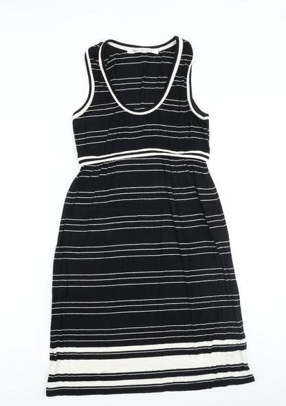 Max Studio Womens Black Striped Viscose Tank Dress Size S Scoop Neck Pullover