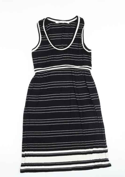 Max Studio Womens Black Striped Viscose Tank Dress Size S Scoop Neck Pullover