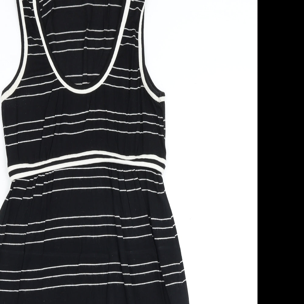 Max Studio Womens Black Striped Viscose Tank Dress Size S Scoop Neck Pullover