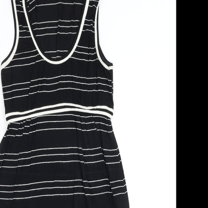 Max Studio Womens Black Striped Viscose Tank Dress Size S Scoop Neck Pullover