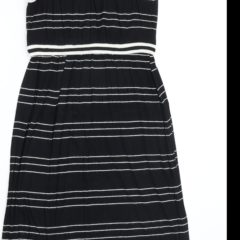 Max Studio Womens Black Striped Viscose Tank Dress Size S Scoop Neck Pullover