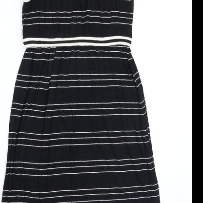 Max Studio Womens Black Striped Viscose Tank Dress Size S Scoop Neck Pullover