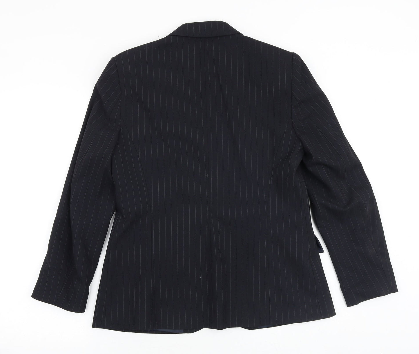 M&Co Womens Black Striped Viscose Jacket Blazer Size 12