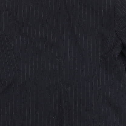 M&Co Womens Black Striped Viscose Jacket Blazer Size 12