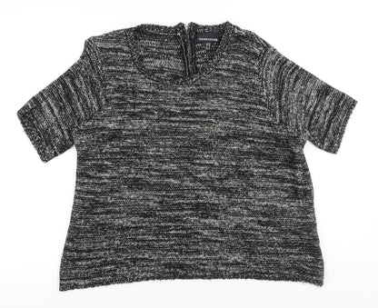 Warehouse Womens Black Scoop Neck Cotton Pullover Jumper Size 14