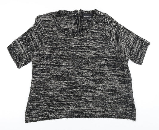 Warehouse Womens Black Scoop Neck Cotton Pullover Jumper Size 14