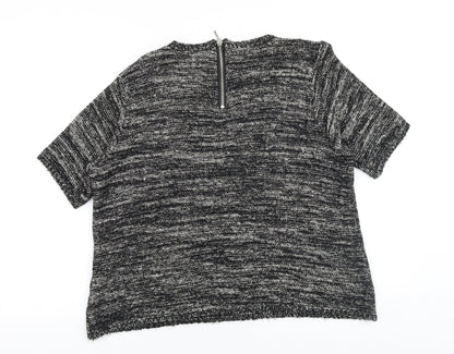 Warehouse Womens Black Scoop Neck Cotton Pullover Jumper Size 14
