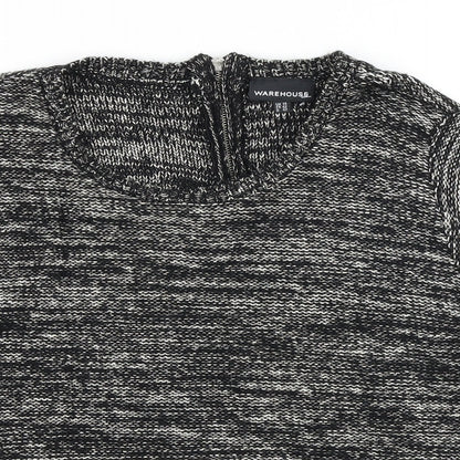 Warehouse Womens Black Scoop Neck Cotton Pullover Jumper Size 14