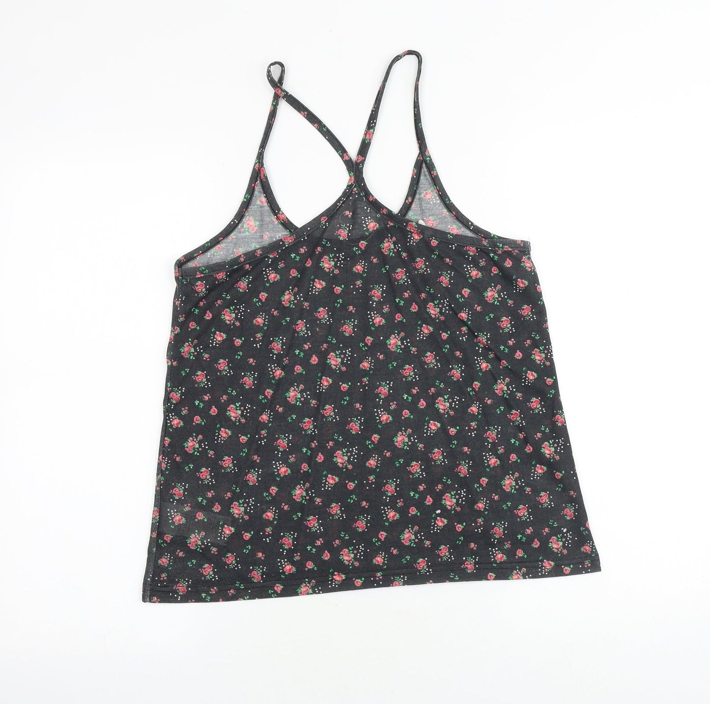 Ocean Pacific Womens Black Floral Polyester Camisole Tank Size 10 Scoop Neck