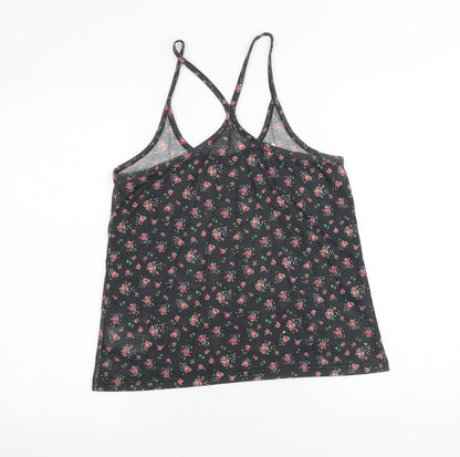 Ocean Pacific Womens Black Floral Polyester Camisole Tank Size 10 Scoop Neck