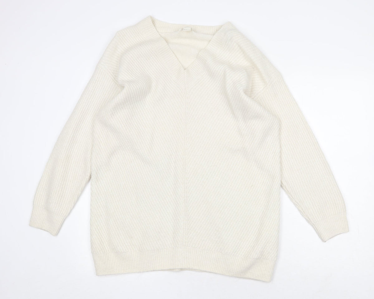 Womens UK Size M H&M White Pullover Jumper