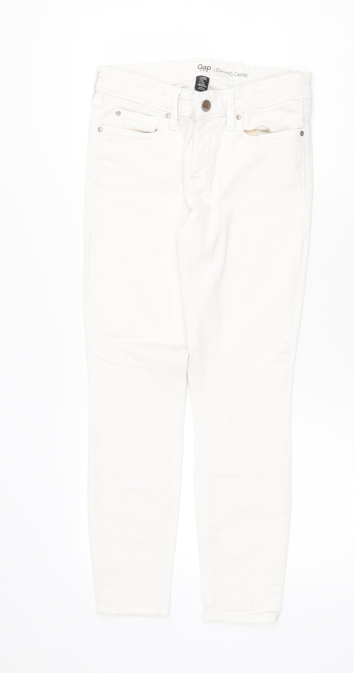 Gap Womens White Cotton Capri Jeans Size 26 in Regular Zip