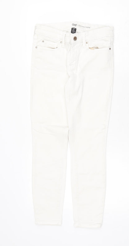 Gap Womens White Cotton Capri Jeans Size 26 in Regular Zip
