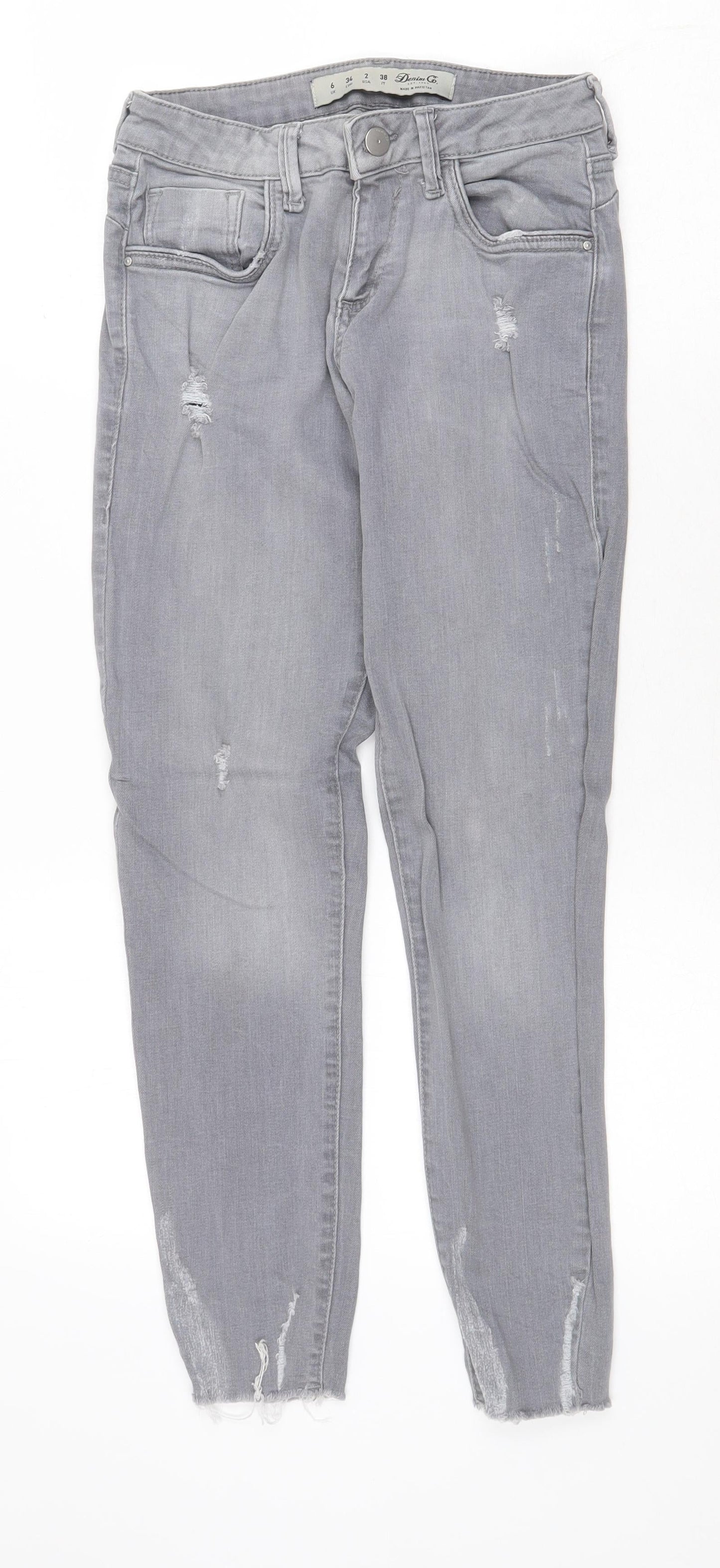 Denim & Co. Womens Grey Cotton Skinny Jeans Size 6 Regular Zip