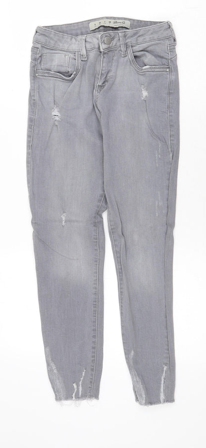 Denim & Co. Womens Grey Cotton Skinny Jeans Size 6 Regular Zip
