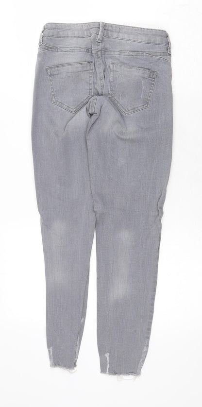 Denim & Co. Womens Grey Cotton Skinny Jeans Size 6 Regular Zip