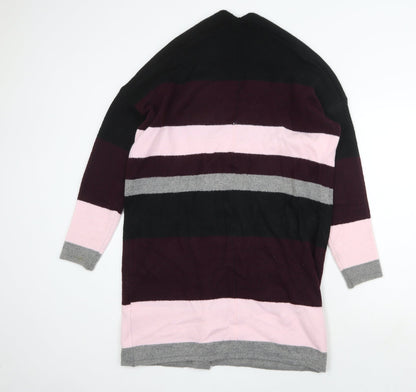 Ellos Womens Multicoloured V-Neck Striped Acrylic Cardigan Jumper Size 10