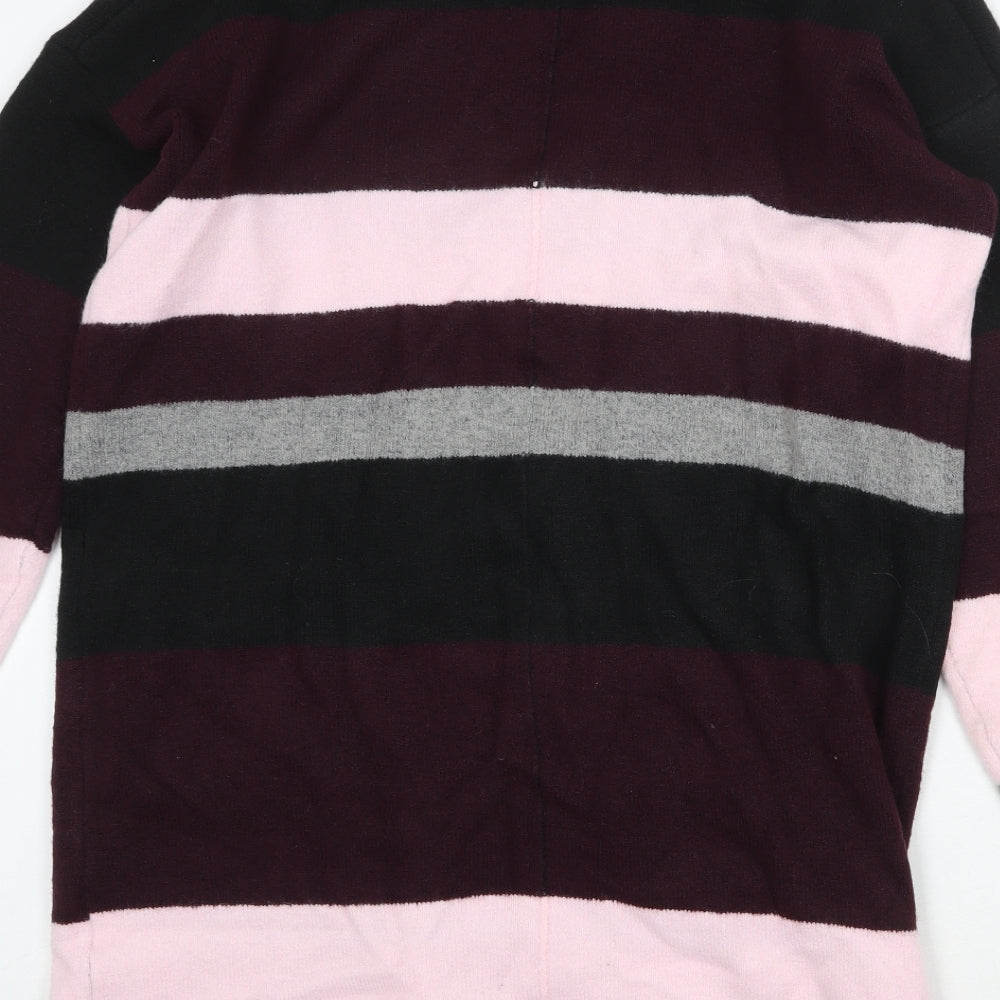 Ellos Womens Multicoloured V-Neck Striped Acrylic Cardigan Jumper Size 10