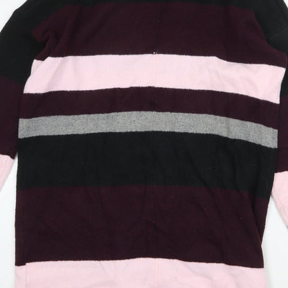 Ellos Womens Multicoloured V-Neck Striped Acrylic Cardigan Jumper Size 10