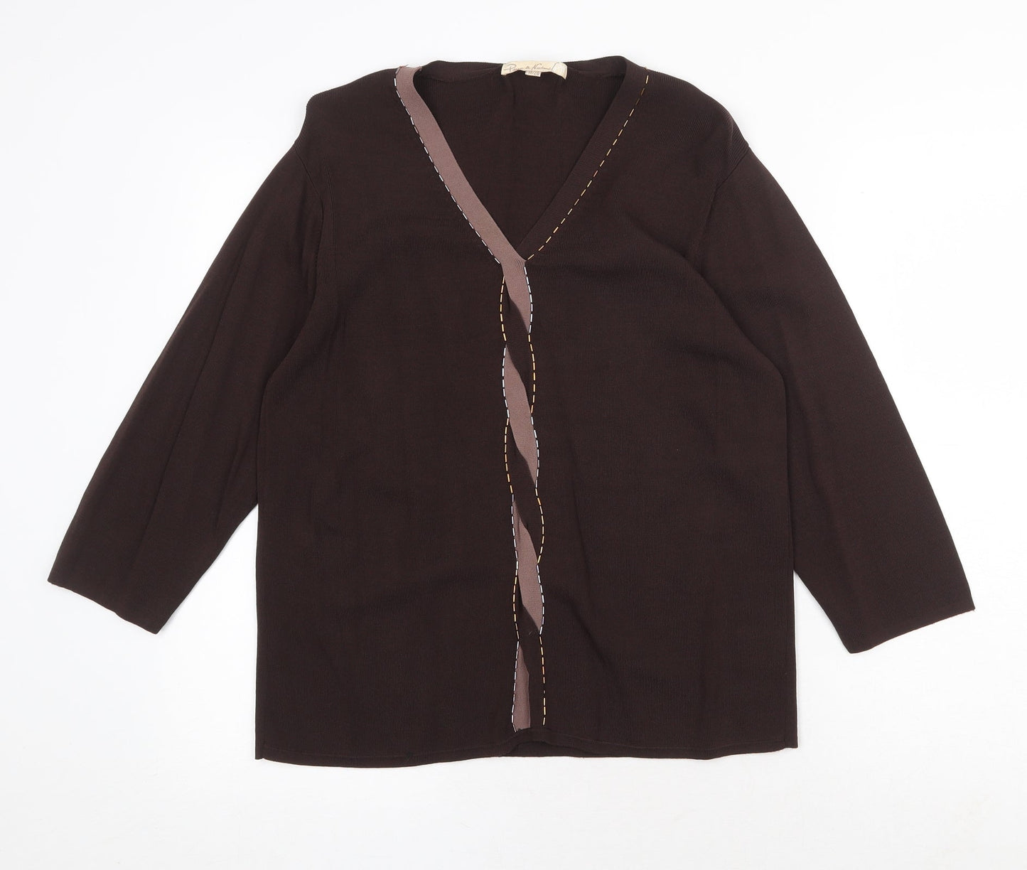 Pure & Natural Womens Brown Viscose Basic Blouse Size 18 V-Neck