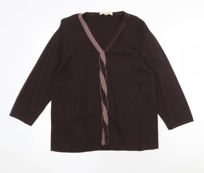 Pure & Natural Womens Brown Viscose Basic Blouse Size 18 V-Neck