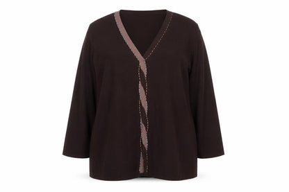 Pure & Natural Womens Brown Viscose Basic Blouse Size 18 V-Neck