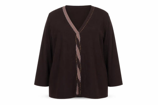Pure & Natural Womens Brown Viscose Basic Blouse Size 18 V-Neck