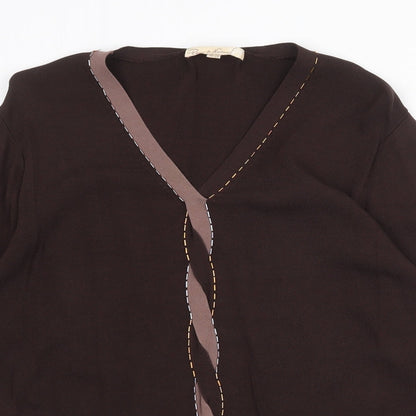 Pure & Natural Womens Brown Viscose Basic Blouse Size 18 V-Neck