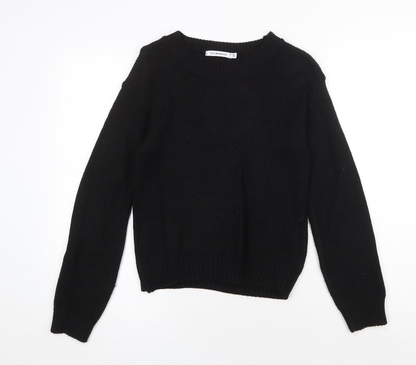 Womens UK Size XS Glamorous Black Pullover Jumper